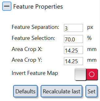 Feature properties settings