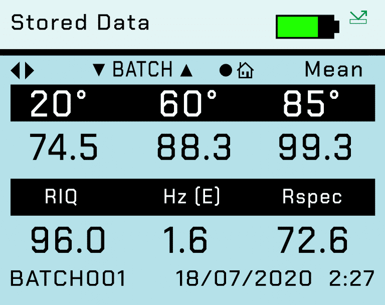 IQ screen stored data