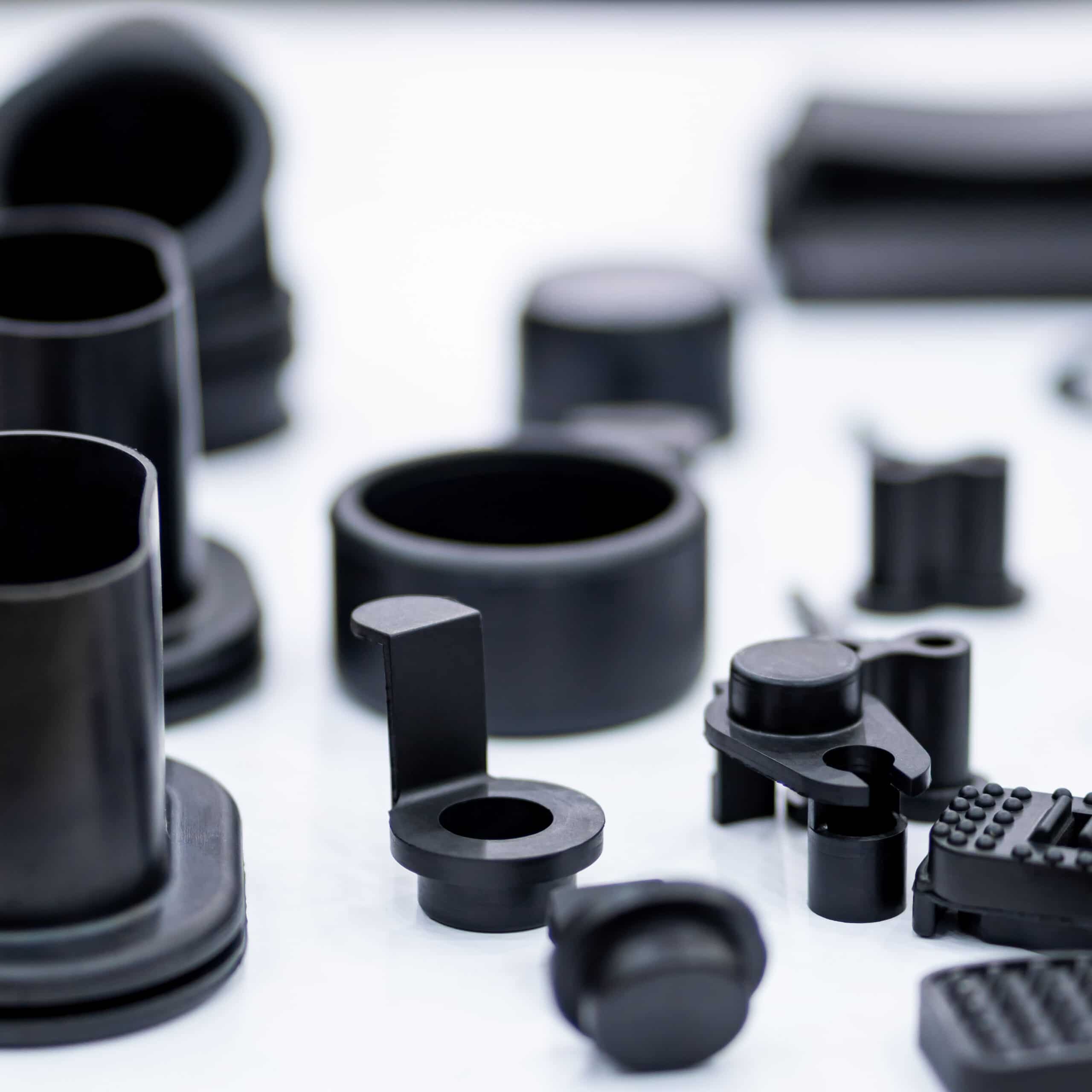 Plastic and rubber parts of automotive manufacturing by high precision mold injection in the industrial factory
